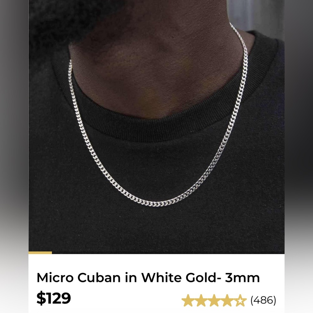 GLD Micro Cuban in White Gold- 3mm 20”
